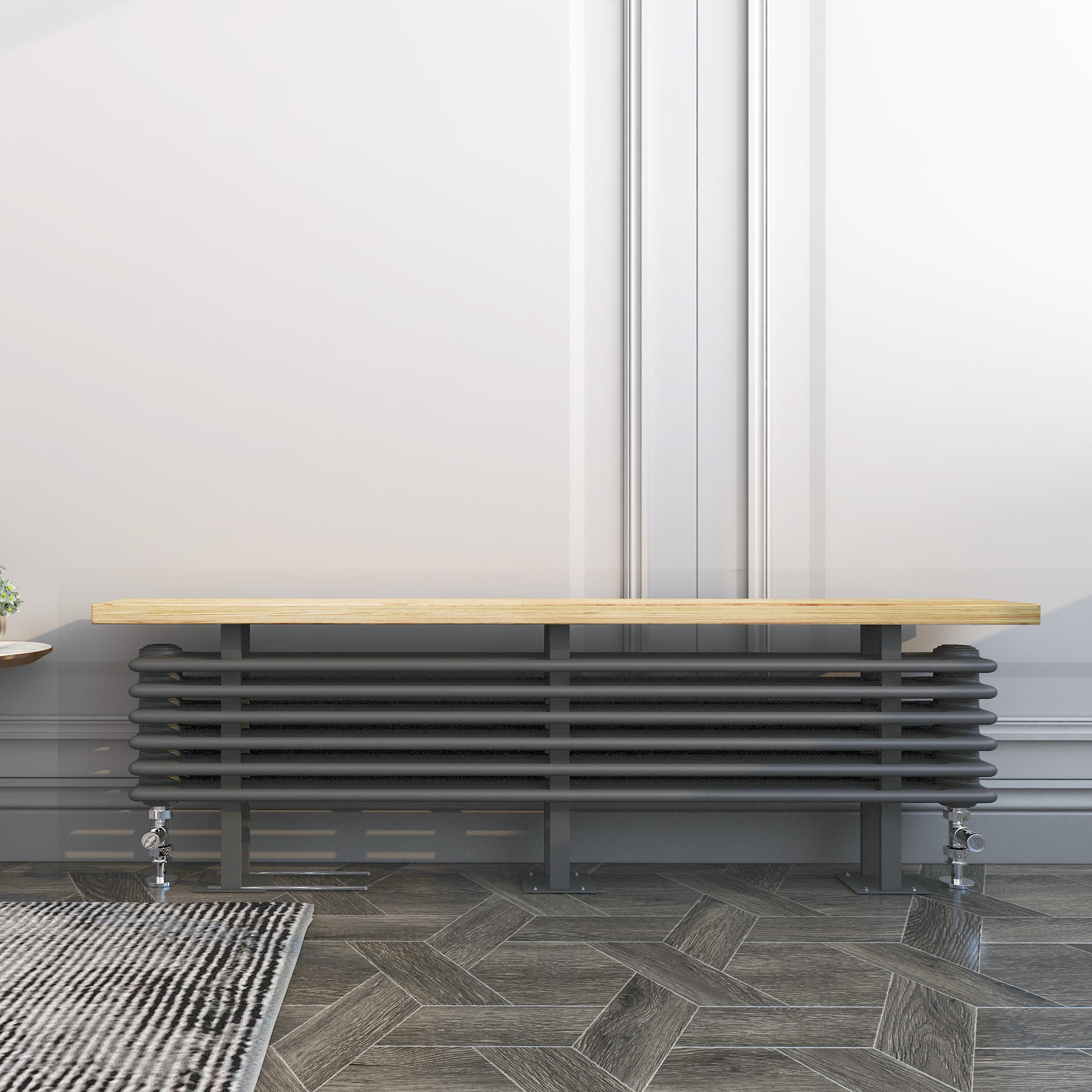 Vintage Ferro Anthracite Grey Bench Radiator